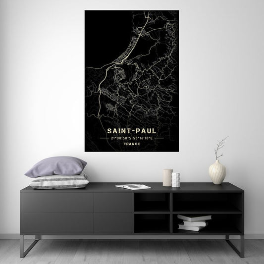 Saint-Paul - Black and White Map
