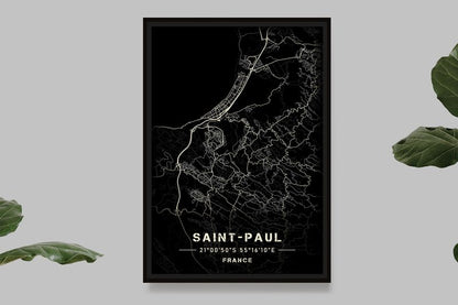 Saint-Paul - Black and White Map