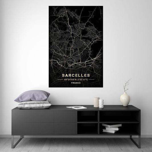 Sarcelles - Black and White Map