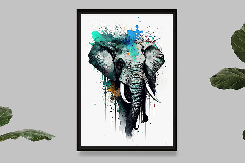 Elephant - Splash Paint - Artwork