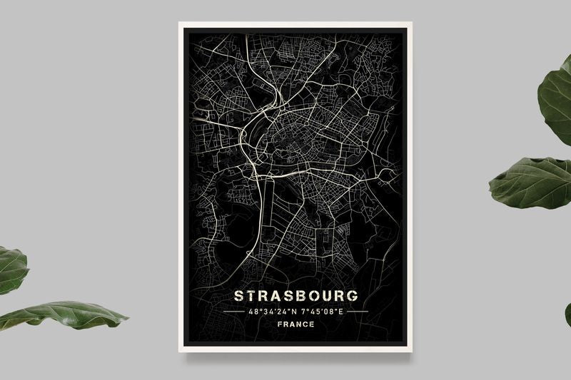 Strasbourg - Black and White Map