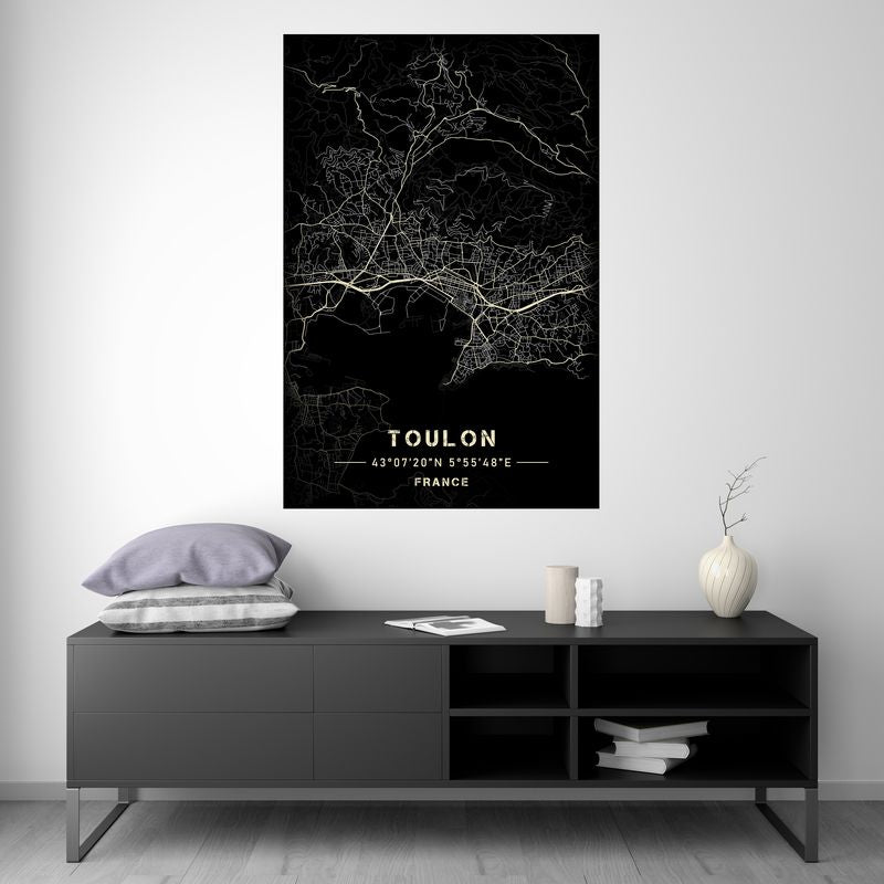 Toulon - Black and White Map