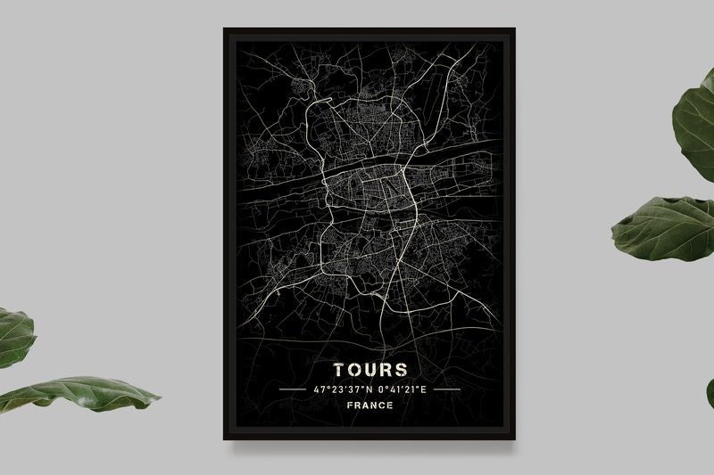 Tours - Carte Noir et Blanc
