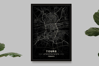 Tours - Black and White Map