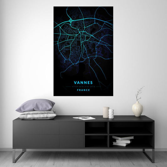Vannes - Blue Neon Map