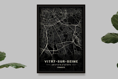 Vitry-sur-Seine - Black and White Map