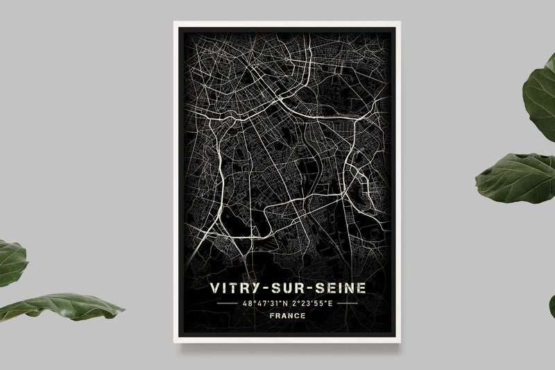 Vitry-sur-Seine - Black and White Map